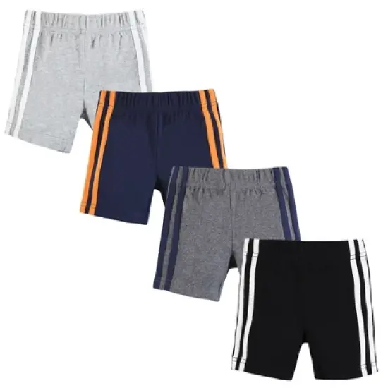 Hudson Baby Boy Shorts Bottoms 4-Pack, Heather Gray Black image {6}