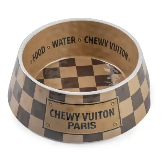 Haute Diggity Dog Checker Chewy Vuiton Bowl - Large (CASE OF 2) Dishwasher Safe Pet Bowl image {5}