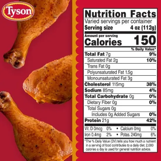 Tyson All Natural Chicken Drumsticks - 1.49-2.938 lbs - price per lb image {5}