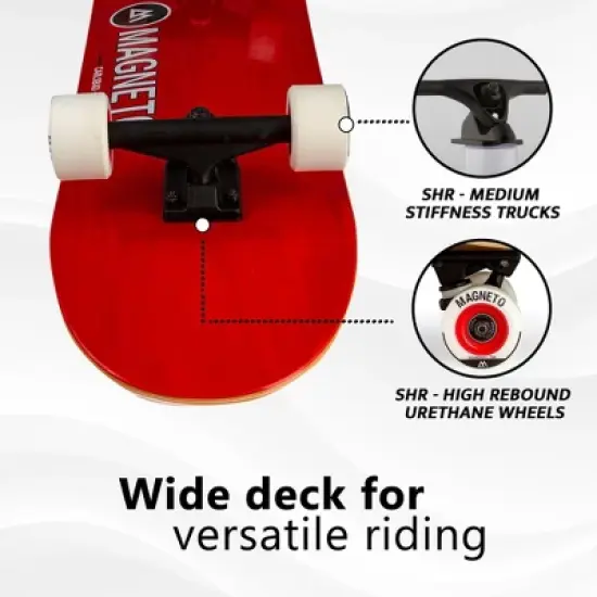 Magneto SUV Skateboards | Fully Assembled 31.5" x 8.5" Standard Size | 7 Layer Canadian Maple Deck with Free Skate Tool, SUV Red image {4}