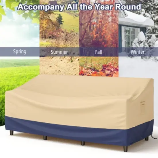 Costway Patio 77''x43'' 3-Seater Outdoor Deep Couch Sofa Cover Waterproof Handle Air Vent image {4}