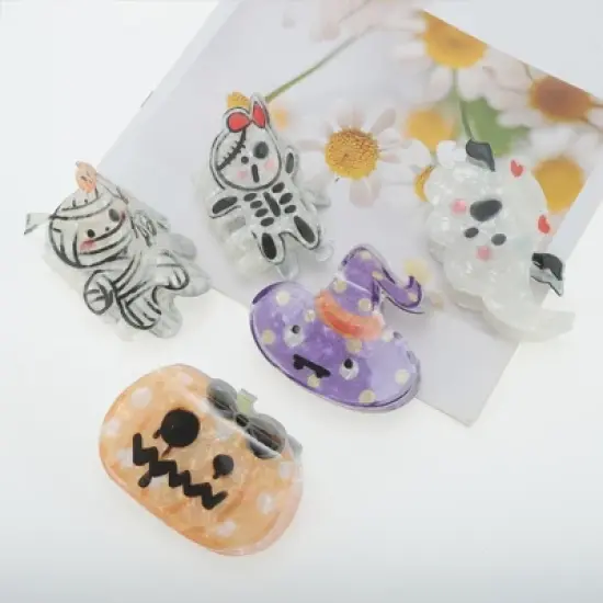 Unique Bargains Halloween Claw Clip Orange Black 1 Pc image {4}