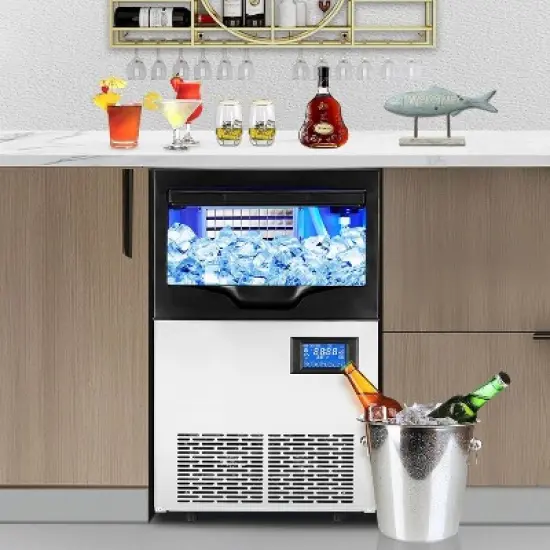 Acekool Commercial Ice Maker Machine, 110Lbs/24H with 35Lbs Storage Bin, Self-Cleaning Freestanding Ice Maker for Restaurant & Home image {8}