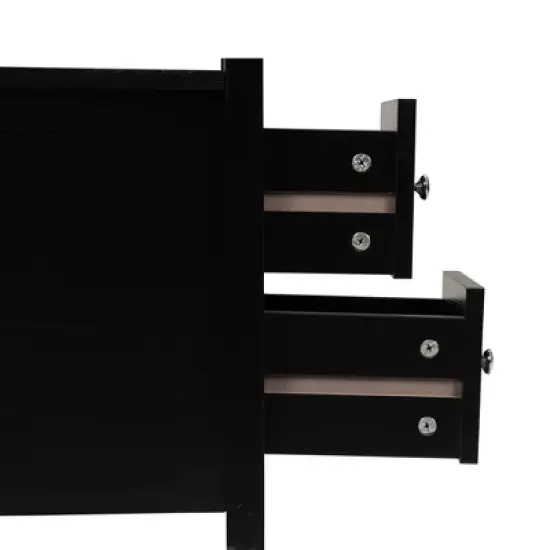 Resenkos End Table with Charging Station, Narrow Sofa Side Table, Wooden Nightstand, Bedroom Living Room Furniture, Black, Small Night Stands image {9}