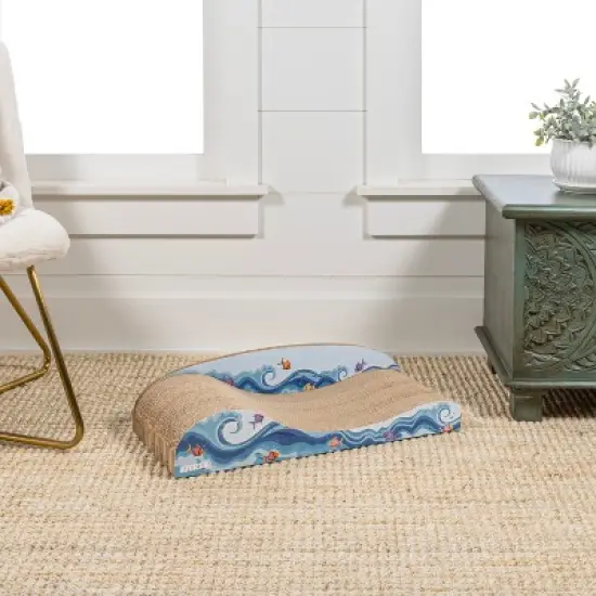 THE LICKER STORE Kokomo Coastal Cardboard Lounge Bed Cat Scratcher with Catnip image {6}