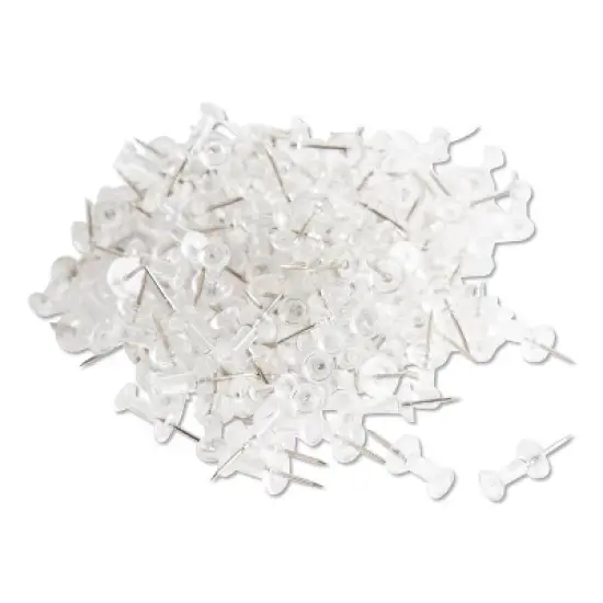 U Brands Standard Push Pins Plastic Clear Silver Pin 7/16" 200/Pack 3088U06-24 image {3}