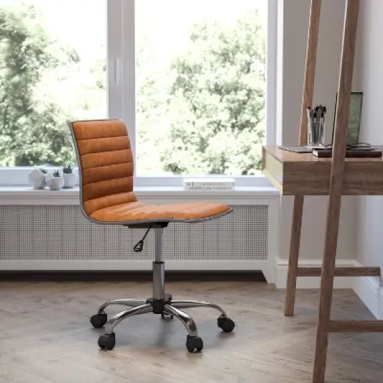 Flash Furniture Low Back Designer Armless Ribbed Swivel Task Office Chair image {8}