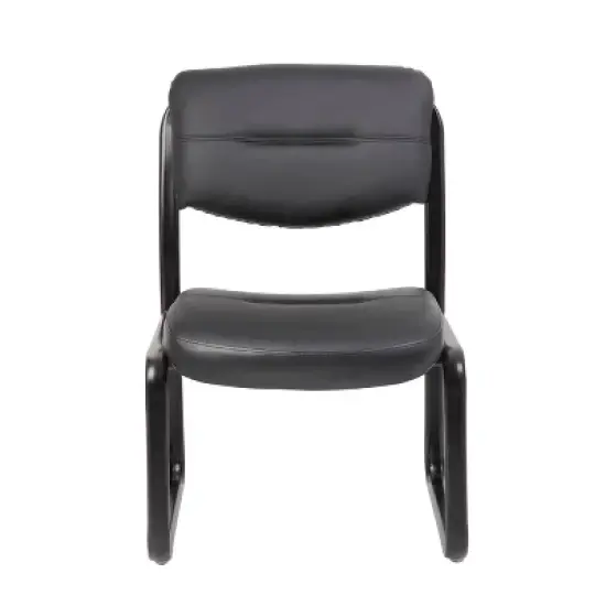 Armless Leather Sled Base Guest Chair Black - Boss Office Products image {5}