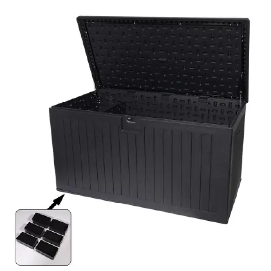 1pc Outdoor Storage Box, Weather-Resistant Resin Deck Bin with Lockable Lid & Tabletop Function for Patio & Garden Use - Coolbibila image {2}
