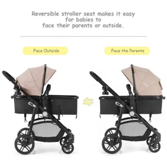 Infans Foldable Baby Stroller Kids Travel Newborn Infant Buggy Pushchair Coffee image {2}