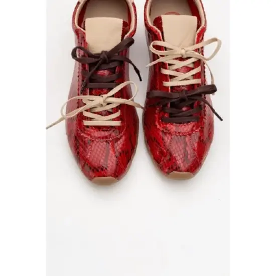Crea - Red Leather Sneakers (Women) | Forever & Always Shoes image {1}