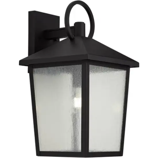 John Timberland Westmont 18" High Modern Outdoor Wall Light Fixture Mount Porch House Exterior Weatherproof Sand Black Aluminum Seeded Glass Shade image {4}