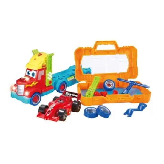 Insten Build Your Own Race Car with Carrier Truck Tool Box, Take-A-Part Toy With Lights & Sounds image {4}