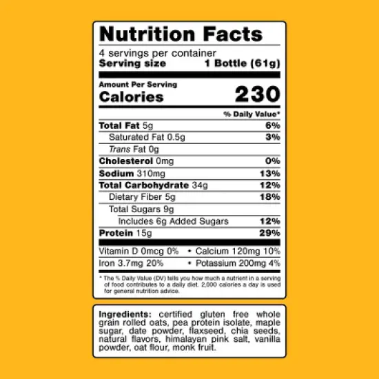 Oats Overnight Maple Brown Sugar Breakfast Shake - 8.4oz/4pk image {6}