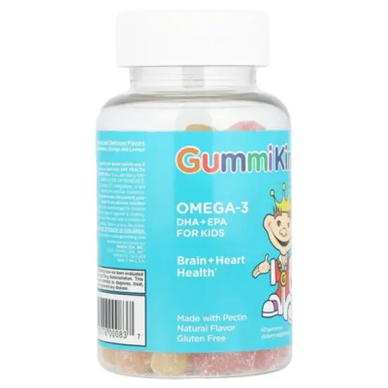 GummiKing Omega-3 DHA + EPA for Kids, Strawberry, Orange and Lemon, 60 Gummies (35 mg per Gummy) image {3}