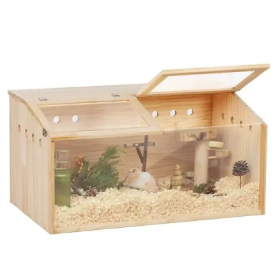 Sandinrayli Wooden Hamster Cage, Large Hamster Habitats Enclosure with Acrylic Window & Openable Top image {5}