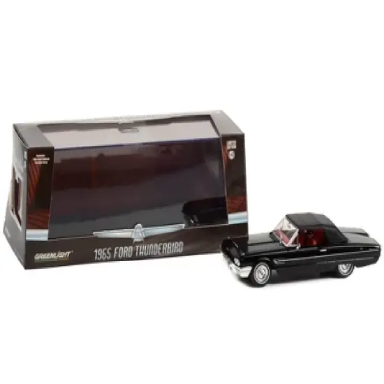 1965 Ford Thunderbird Convertible (Top-Up) Raven Black with Red Interior 1/43 Diecast Model Car by Greenlight image {2}