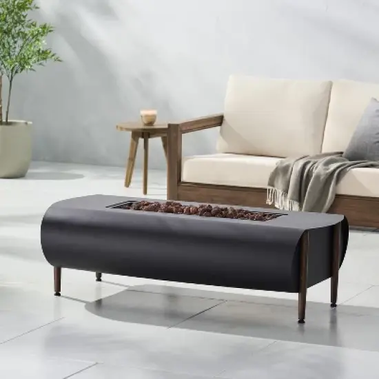 Rectangular Outdoor Fire Pit with 50,000 BTU Heat Output and Contemporary Concrete Design image {2}