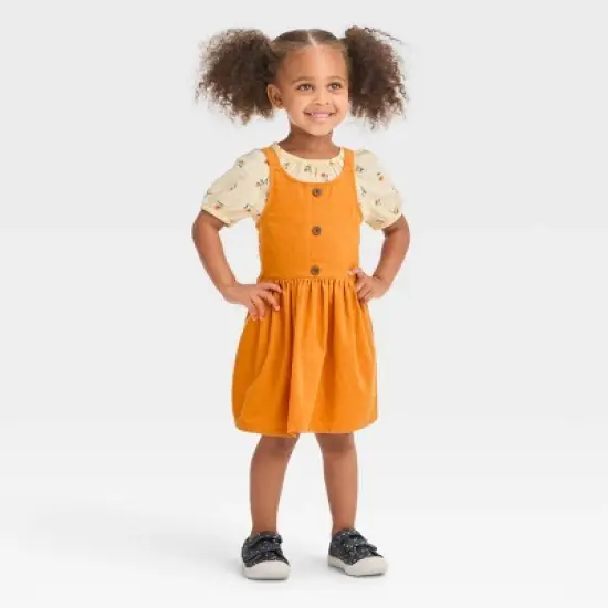 Toddler Girls' Floral Short Sleeve Top & Skirtall Set - Cat & Jack&trade; Yellow image {3}
