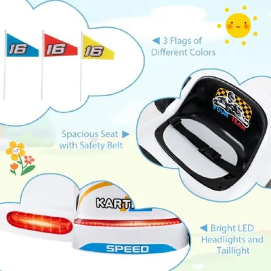 Infans 12V Kids Electric Go Kart 7AH Battery Powered Ride on Race Toy w/ Remote Control image {8}