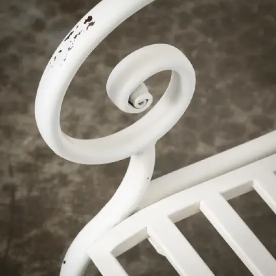 Sullivans Crisp White Metal Garden Bench 36"H White image {1}