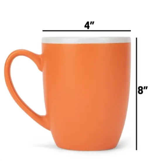 Elanze Designs Solid Color Orange White Interior 16 ounce Matte Ceramic Mugs Matching Set of 4 image {3}