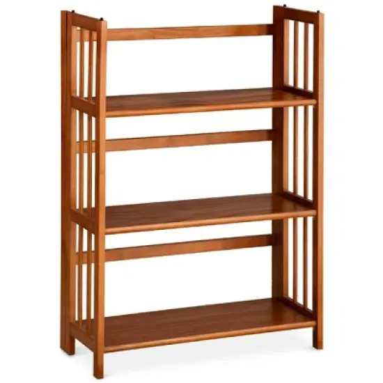 38" Folding 3 Tier Bookshelf Stackable - Flora Home image {13}