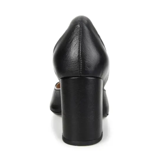 Journee Signature Womens Genuine Leather Jillian D'Orsay High Block Heel Almond Toe Pumps image {2}