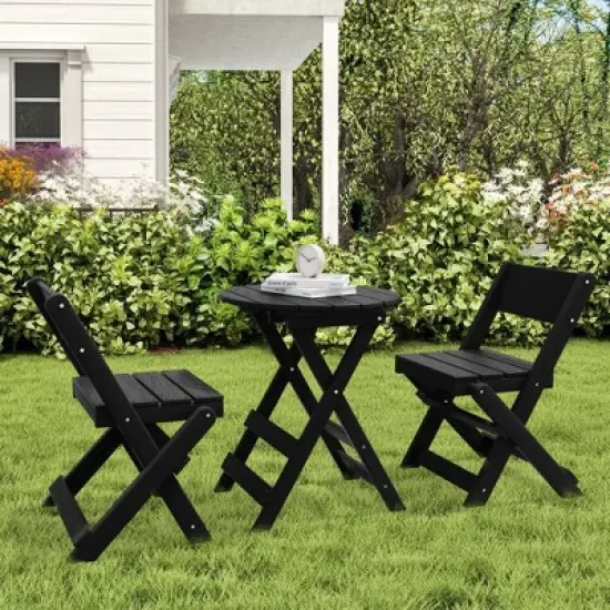 Hyleory 3-Piece Patio Bistro Set - Foldable Table & Chairs with Coffee Table, Lightweight for Balcony, Garden, Apartment ,Weather-Resistant image {1}