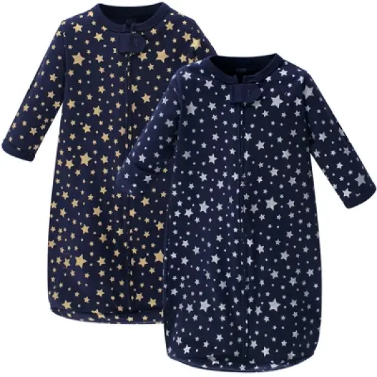 Hudson Baby Infant Cotton Long-Sleeve Wearable Sleeping Bag, Sack, Blanket, Metallic Stars image {2}