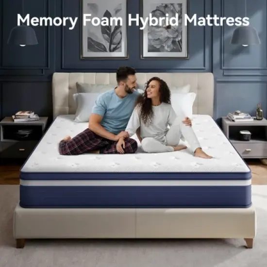 Swedrea Hybrid Mattress Breathable Medium Cooling Memory Foam Bed-in-a-Box White image {2}
