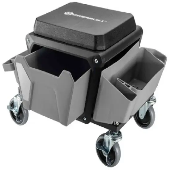 Powerbuilt Rolling Utility Seat with Side Trays and Drawer image {1}