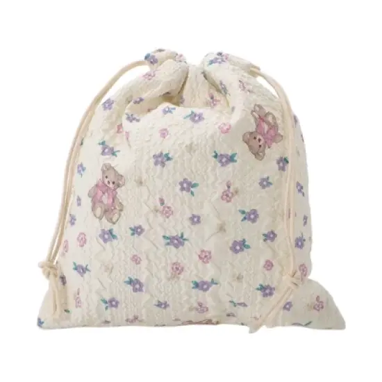 Unique Bargains Teddy Drawstring Makeup Bag 1 Pc image {5}