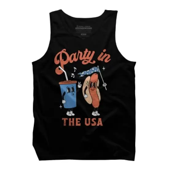 Men's Design By Humans Party In The USA, 4th of July By Tank Top image {2}
