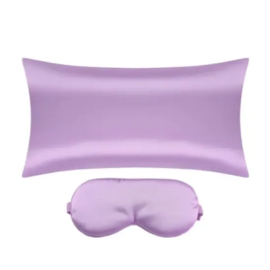 Unique Bargains Satin Hidden-Zippered Breathable Pillowcase with Sleep Mask Set of 2 image {13}