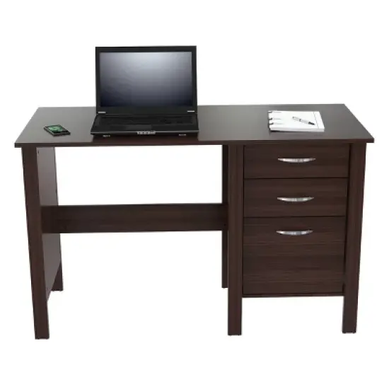 Writing Desk with 3 Drawers Espresso - Inval image {3}