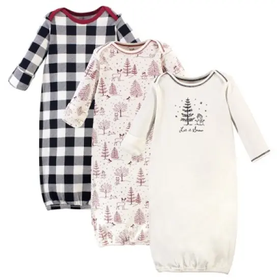Touched by Nature Baby Organic Cotton Long-Sleeve Gowns 3pk, Winter Woodland image {4}