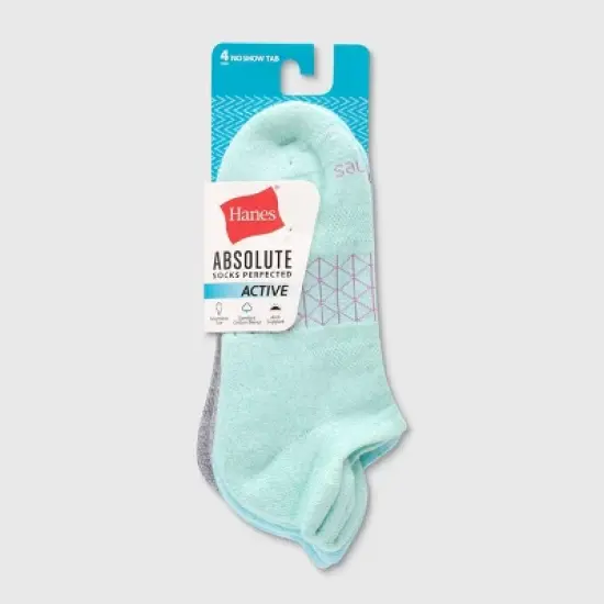 Hanes Women's 4pk Absolute Active Heel Tab No Show Socks - 5-9 image {2}