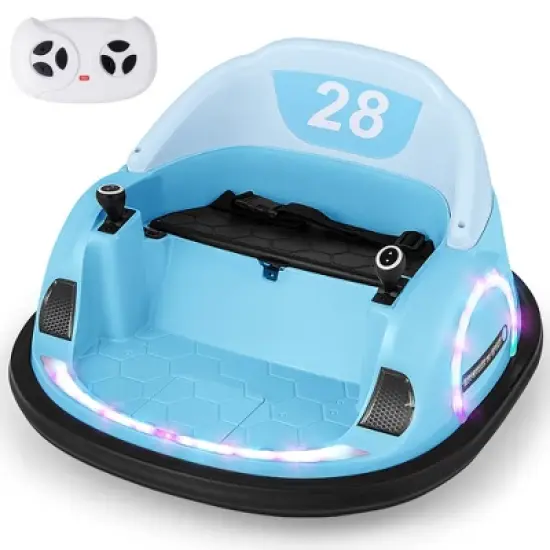 Costway 12V Electric 360&deg; Spin Car Toy Ride on Bumper Car for Toddlers with Remote Control Light Blue/Pink/Red/Purple image {10}
