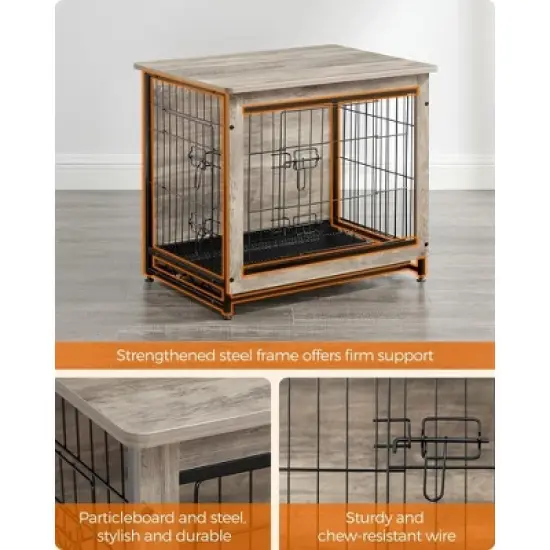 Feandrea Dog Crate Furniture, Modern Kennel for Dogs , Heavy-Duty Dog Cage with Multi-Purpose Removable Tray, Double-Door Dog House image {2}