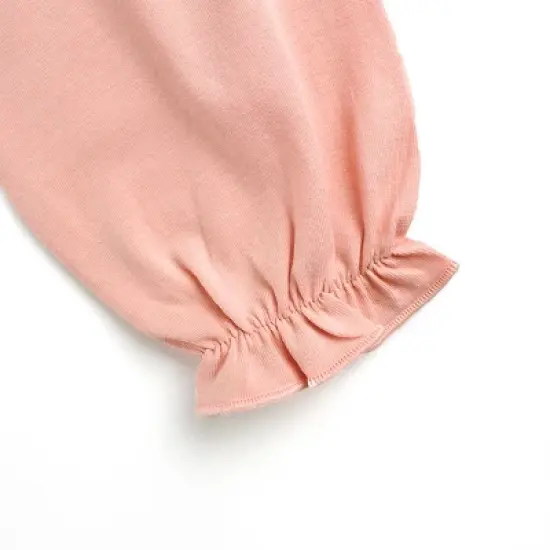 RuffleButts Little Girls Knit Puff Long Sleeve Peplum Top image {2}