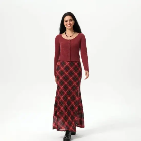 Women's Knit Button-Front Cardigan - Wild Fable&trade; Dark Red image {2}