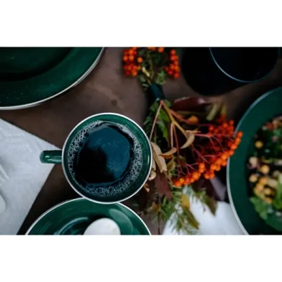 Stansport Enamel Camping Tableware Set 24 Pieces Green image {10}