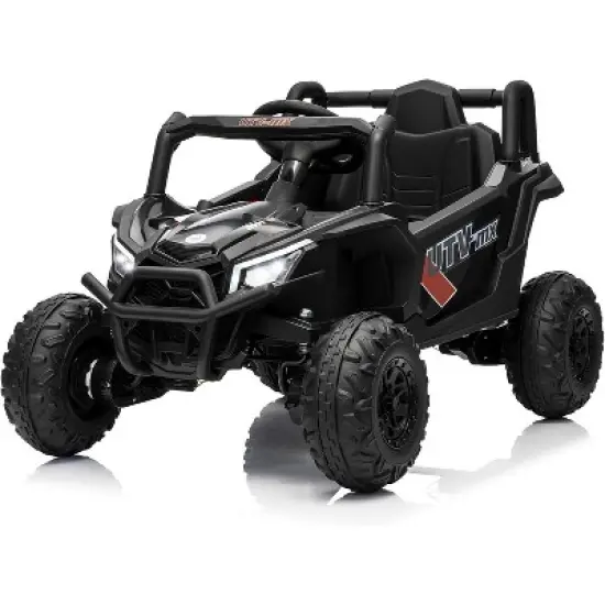 12V Kids UTV Ride-On Truck w/ Remote, 4WD/2WD Switch, Spring Suspension, EVA Tires, Bluetooth & LED Lights for Ages 3-8 image {7}