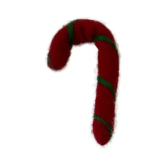 Midlee Felt Wool Christmas Candy Cane Cat Toy- Set of 2 image {1}