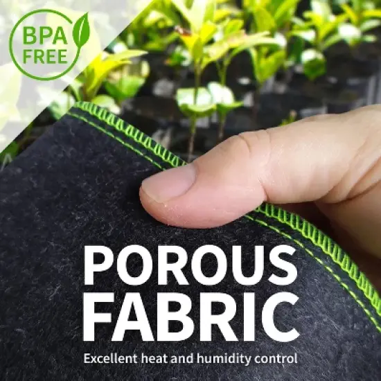 Garnen 5 Packs 10 Gallon Garden Potato Grow Bags, Fabric Grow Bags for Outdoor and Indoor Planters - Black image {4}