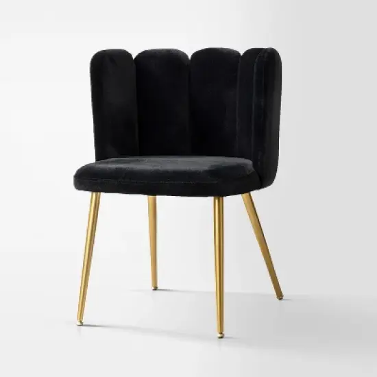 Barbara Contemparary Velvet Vanity Stool for Makeup Room, Moden Accent Side Chairs for Living Room with Shell Back and Golden Metal Legs | ARTFUL LIVING DESIGN image {17}