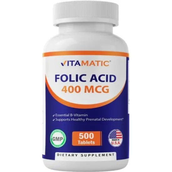 Folic Acid 400mcg - 500 Vegetarian Tablets image {9}