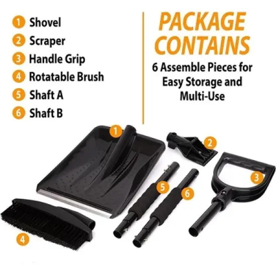 Zone Tech Car 3-in-1 Replaceable Heads Snow Shovel Kit  Portable Snow Removal Shovel, Ice Scraper, and Snow Shovel Car Set image {7}