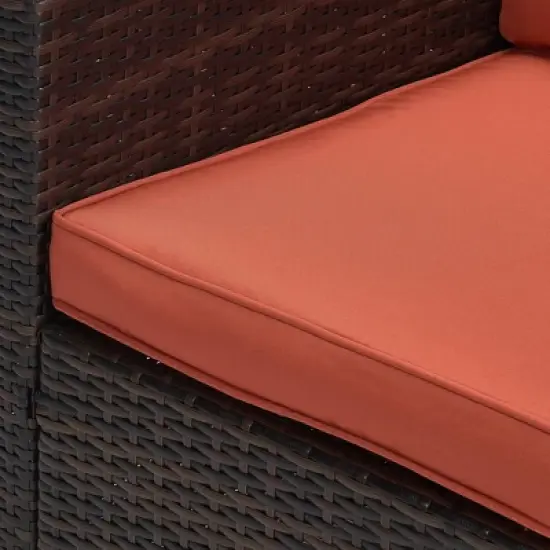 6pc Wicker Outdoor Conversation Set - Orange - EDYO LIVING image {7}
